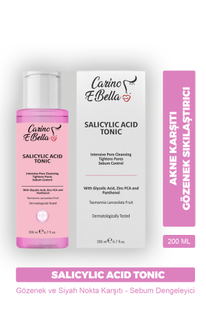 Carino E Bella Siyah Nokta Karşıtı Arındırıcı Yağlı Ve Karma Cilt Bha Salisilik Asit Tonik 200 ml